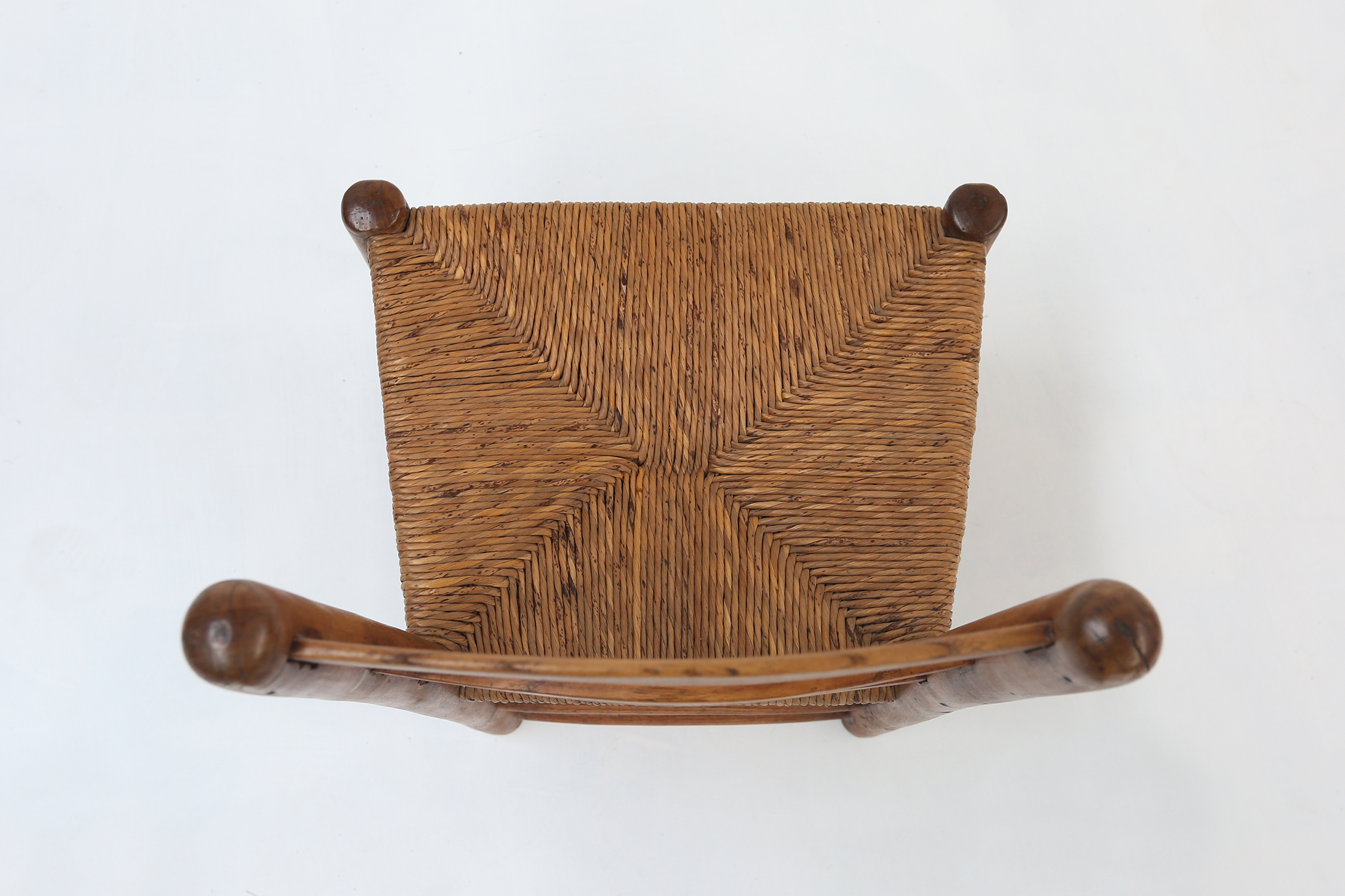 French rustic Wabi Sabi rattan chair 1850thumbnail